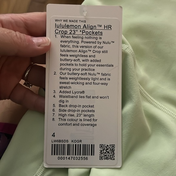 NWT Lululemon Align Pant High Rise Crop 23” Pockets Size 4 - Picture 6 of 9